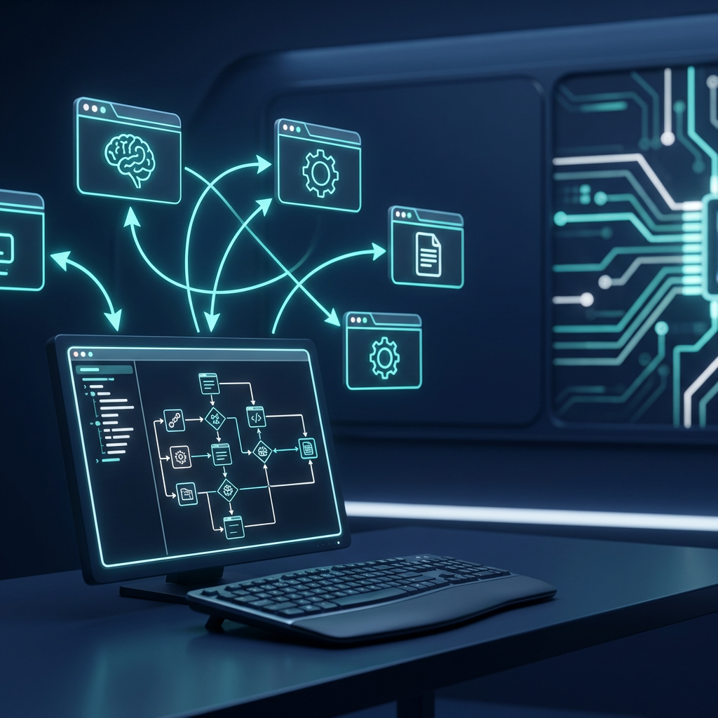 AI blog writing workflow diagram showing research, writing, and deployment phases