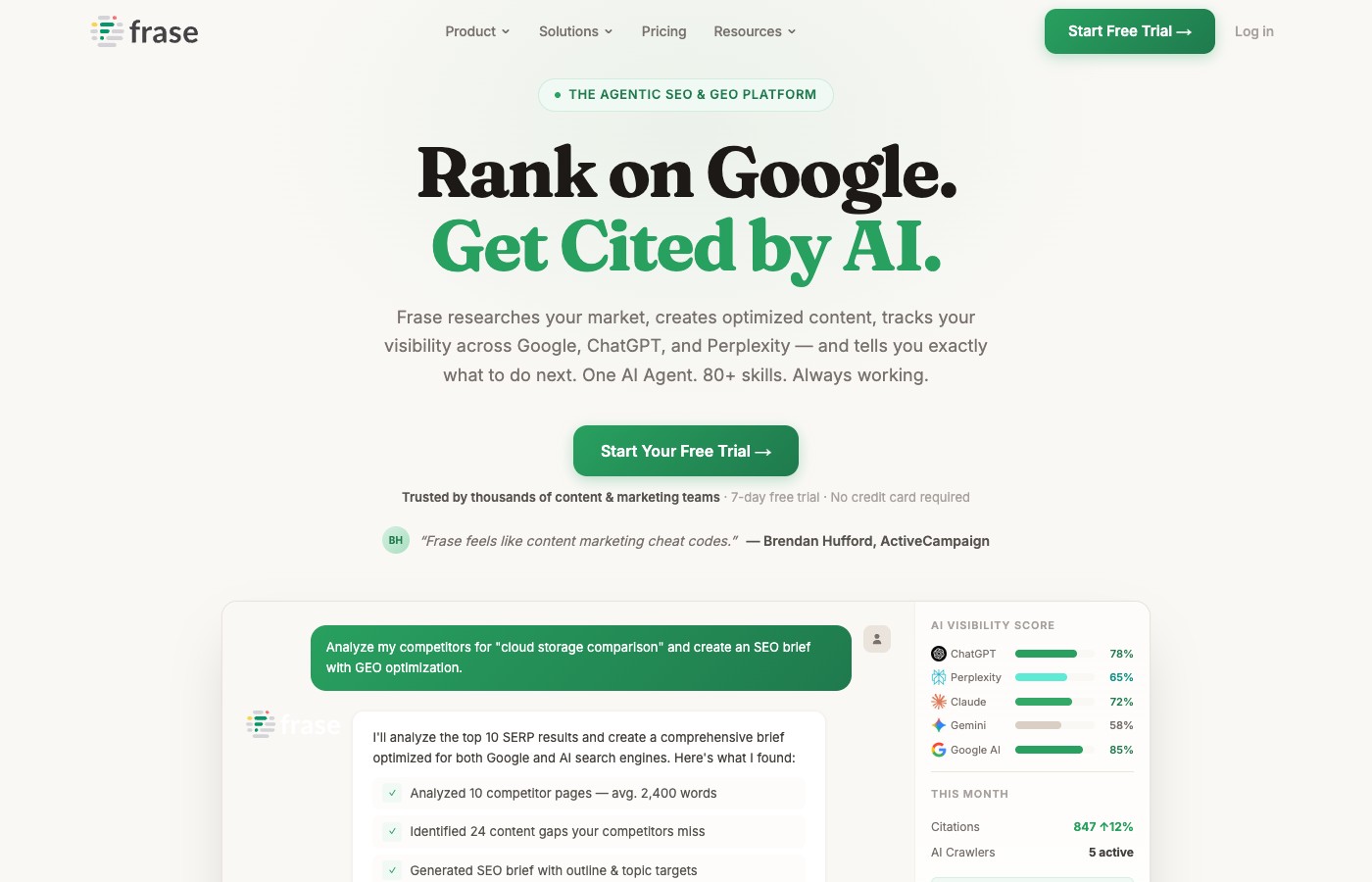 Competitor content analysis pipeline showing Frase topic frequency map and Claude Code gap analysis output