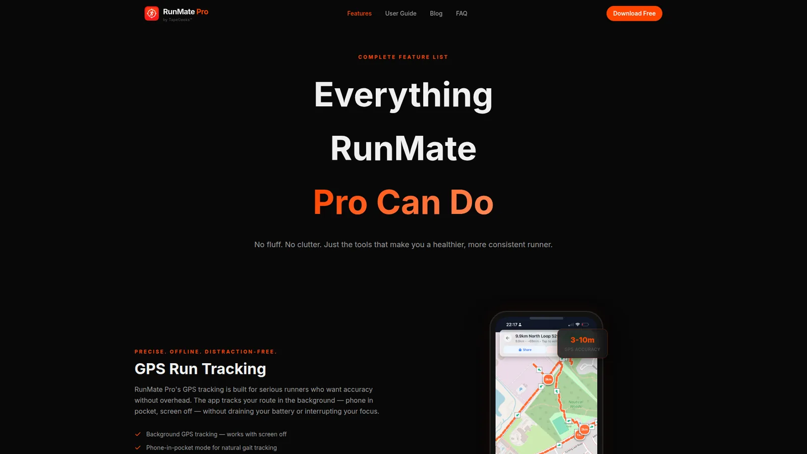 RunMate Pro — Website screenshot