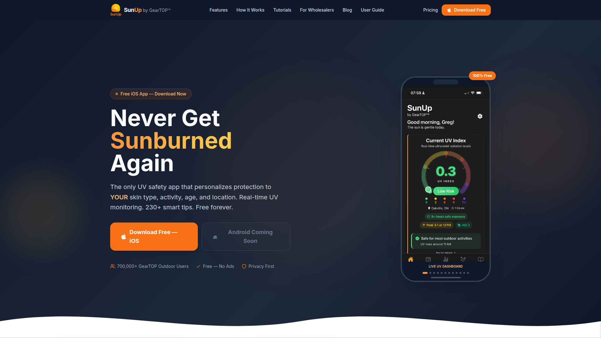 SunUp by GearTOP — Website screenshot
