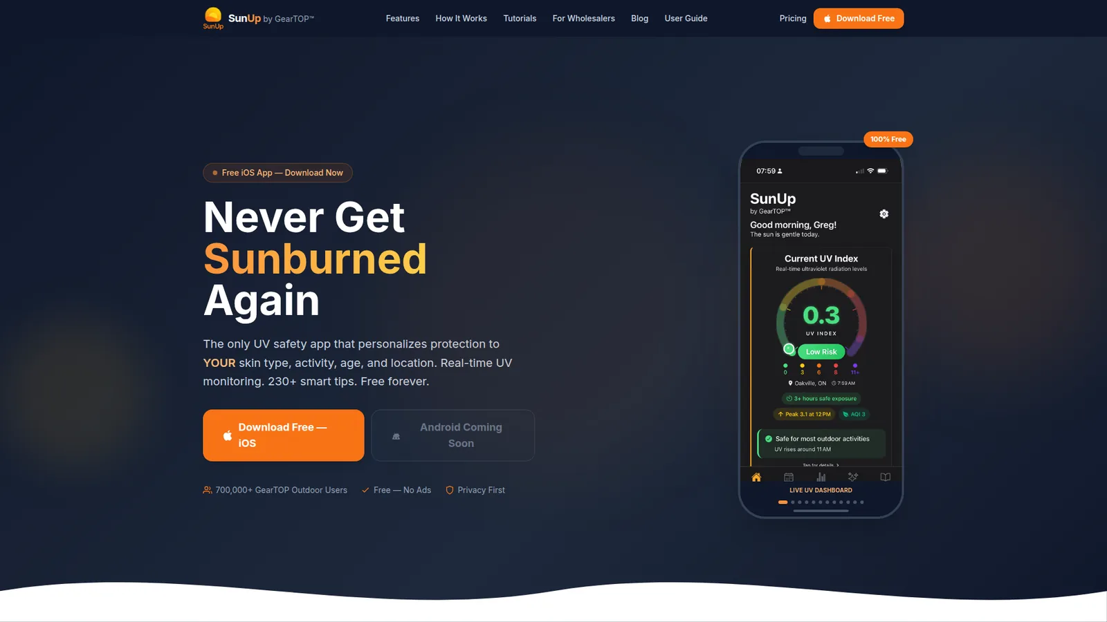SunUp by GearTOP — Website screenshot